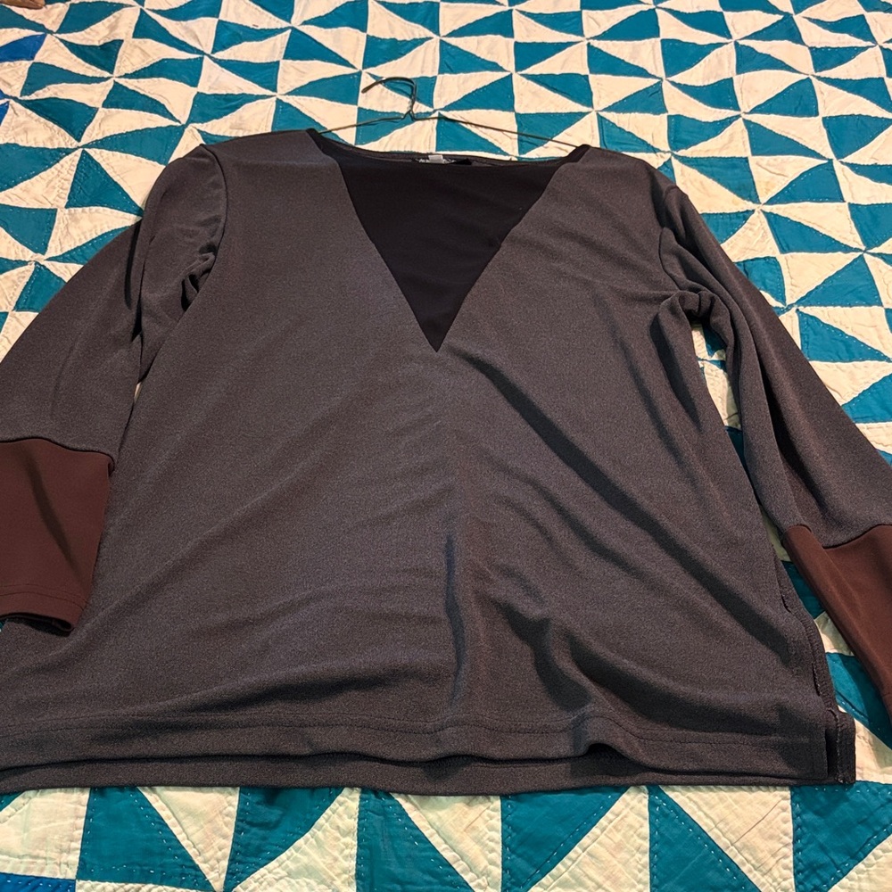 Diane Von Furstenberg Colorblock Long Sleeve Top S